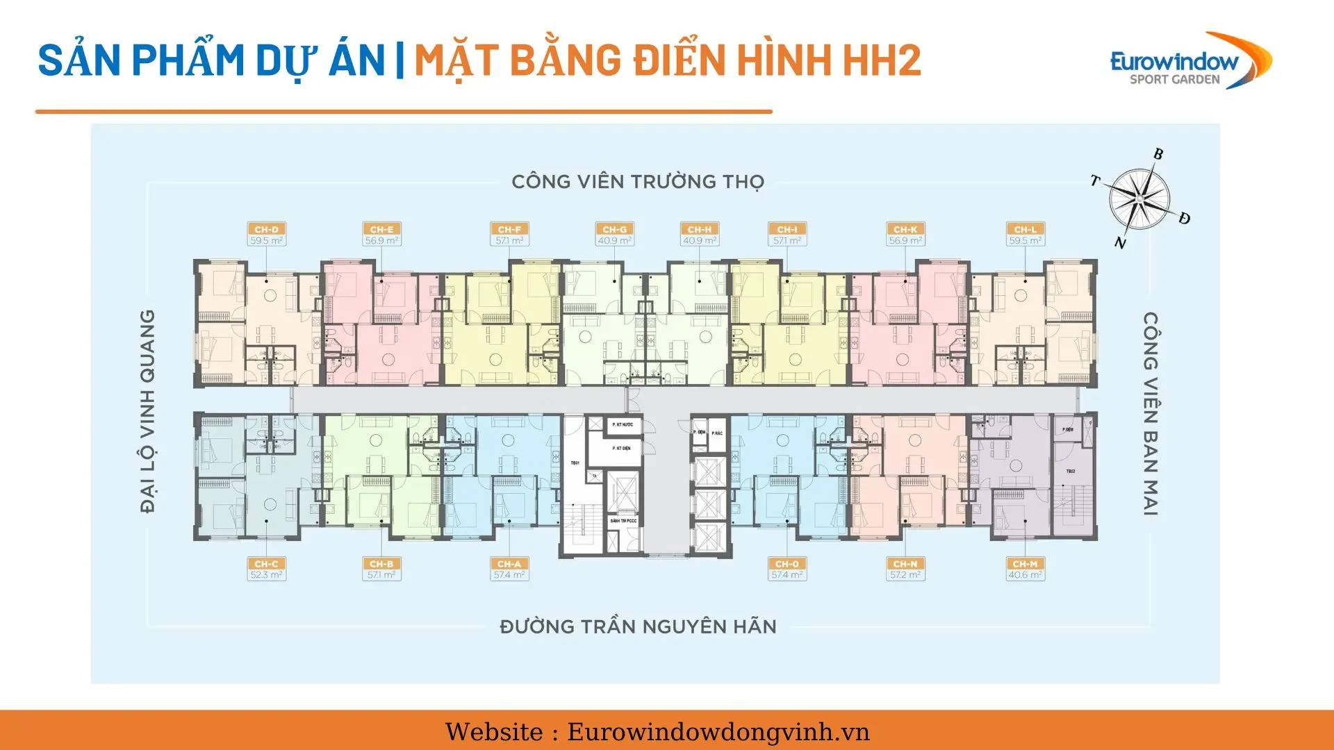 Dự án Eurowindow Sport Garden Đông Vĩnh - Mặt bằng chung cư HH2